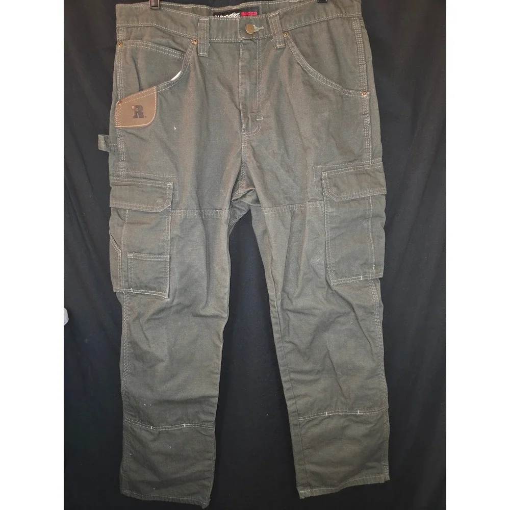 Wrangler Riggs Workwear Men's Dark Green Carpenter Cargo‎ Pants Size 34x30